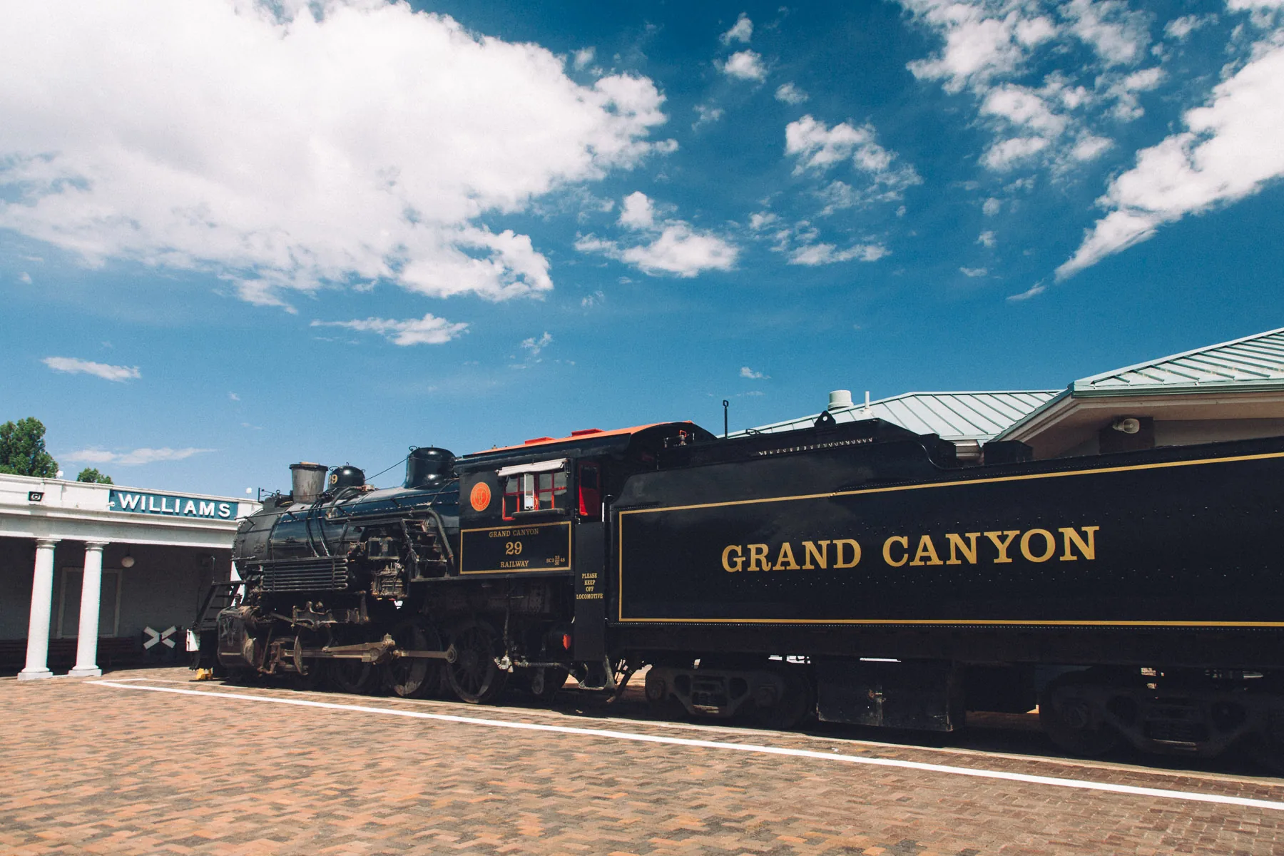The Grand Canyon Railway steam locomotive at the Williams Depot