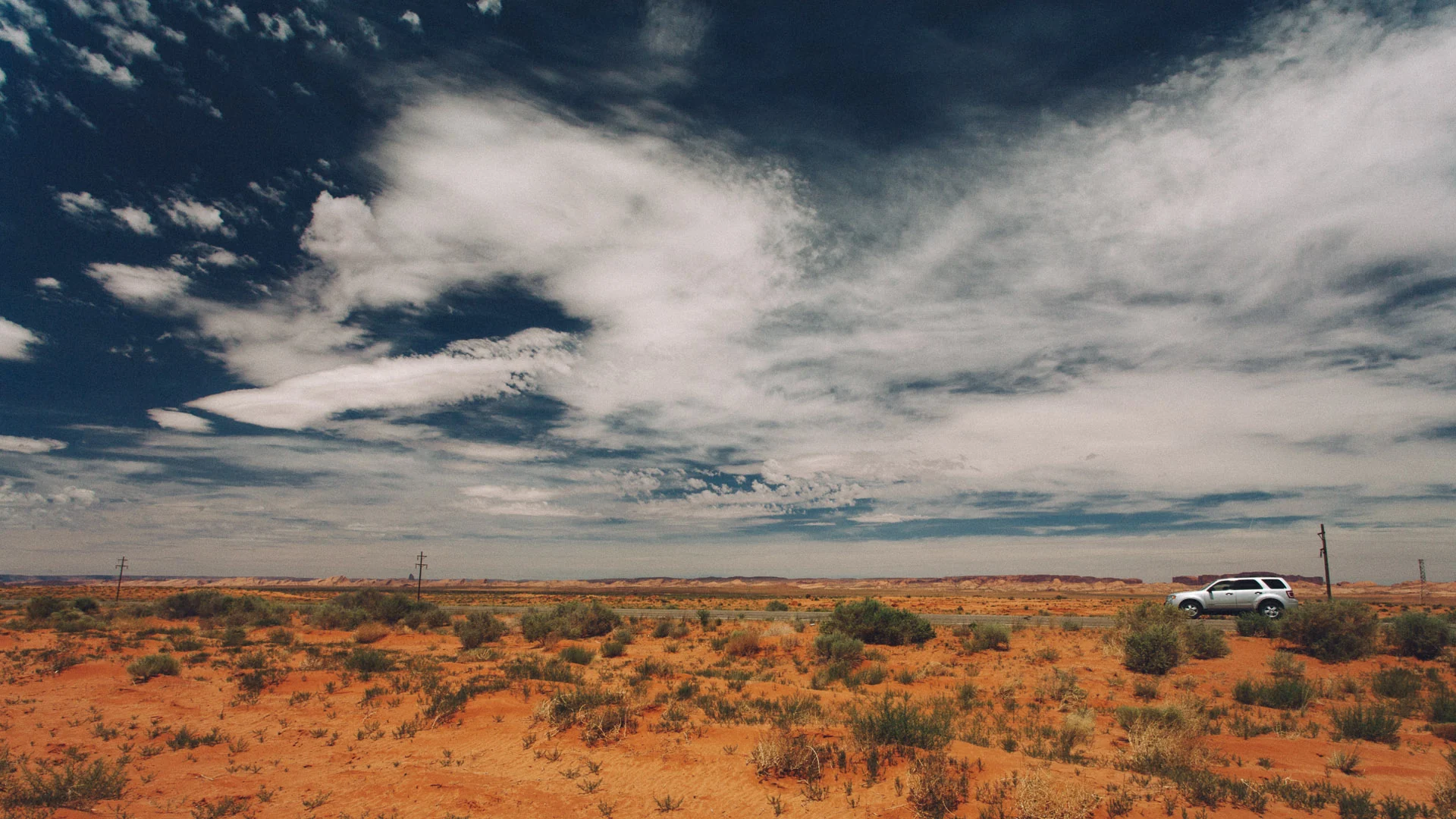 Dramatic clouds over the red desert