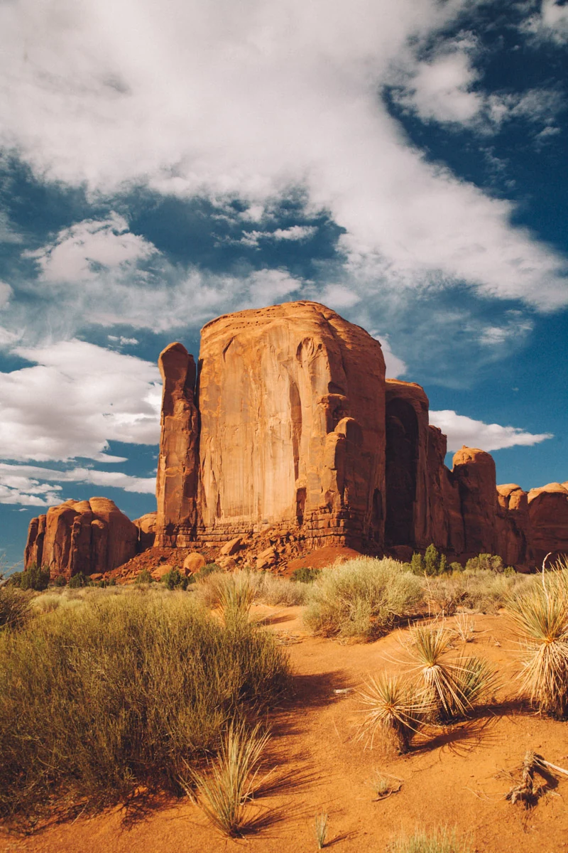 A butte above green desert scrub