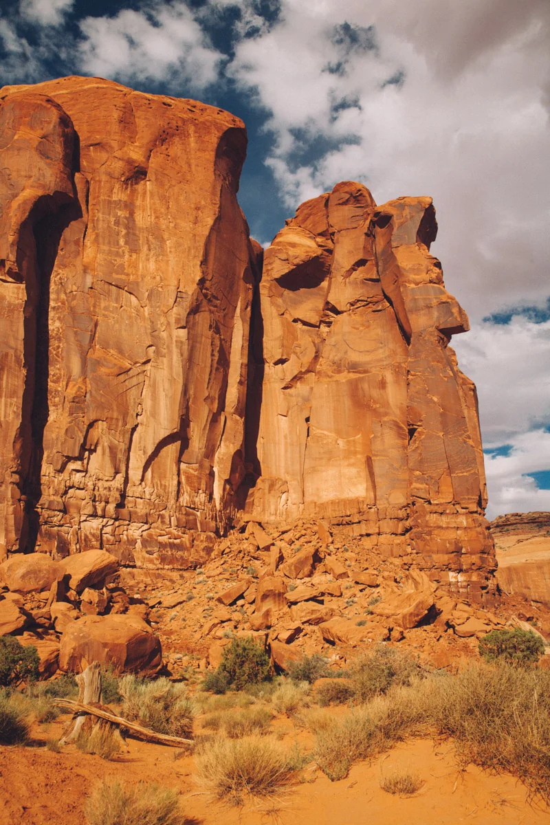 Tall red sandstone cliffs