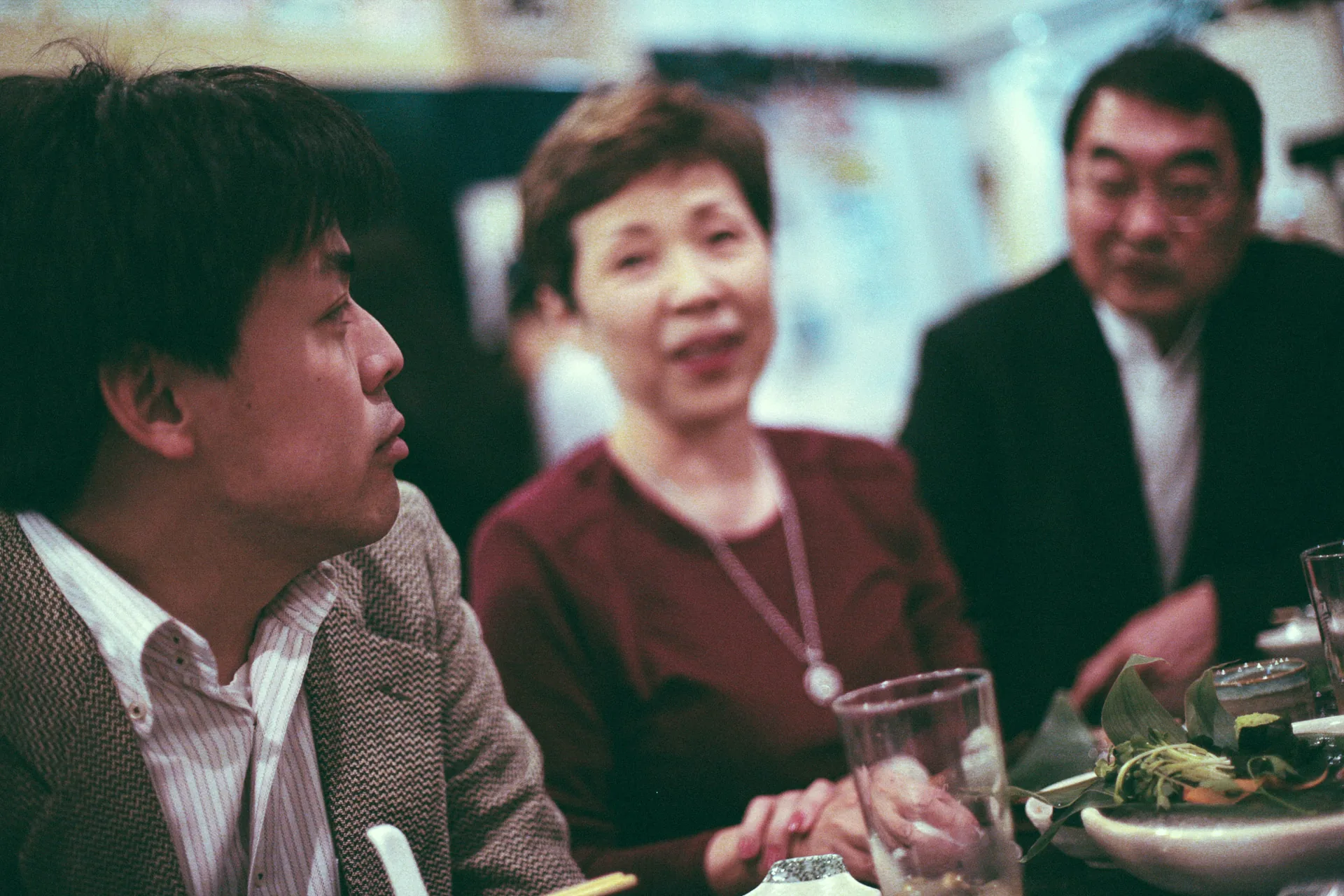 Three family members around the table