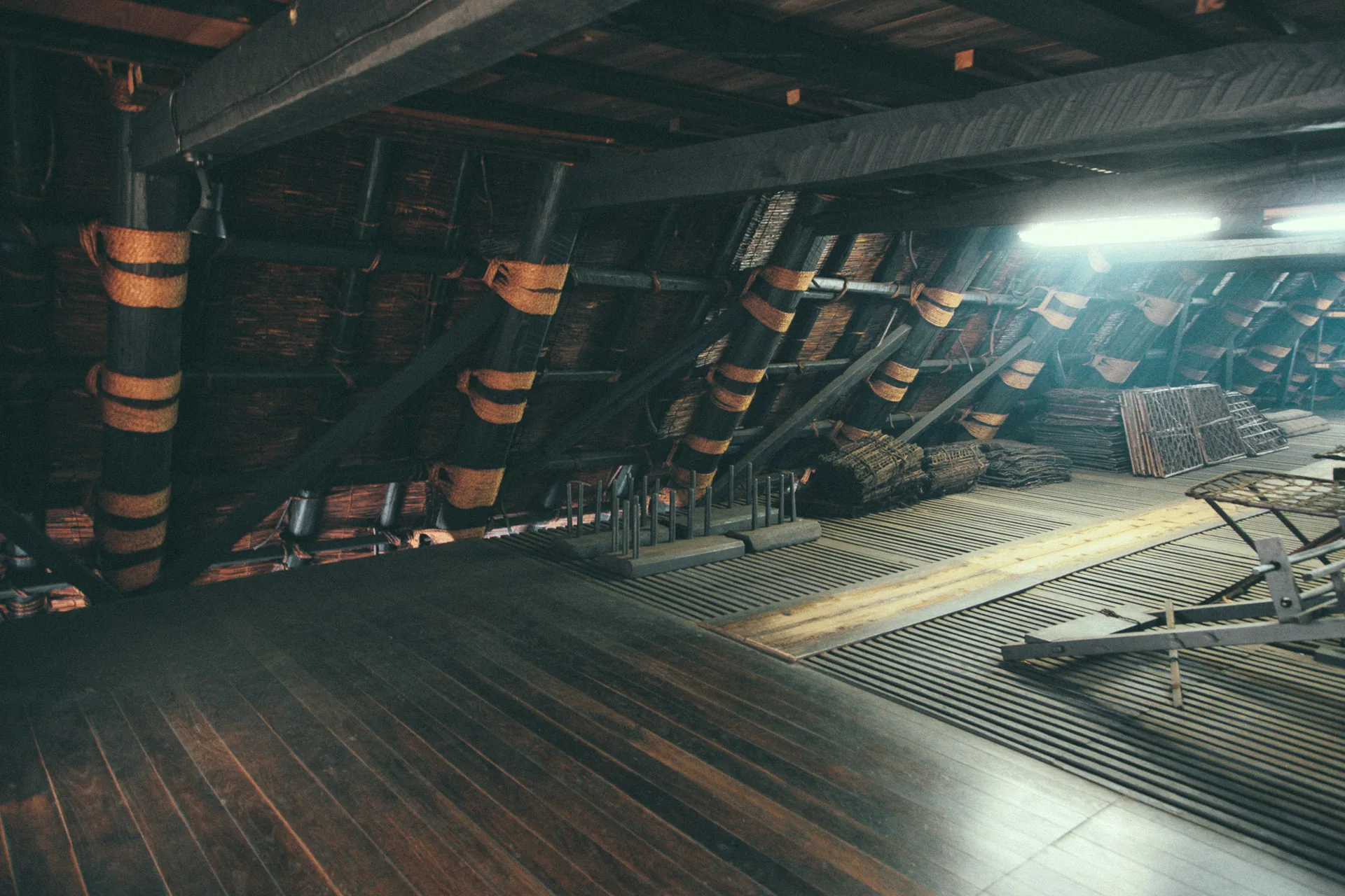 The attic under a thatched roof