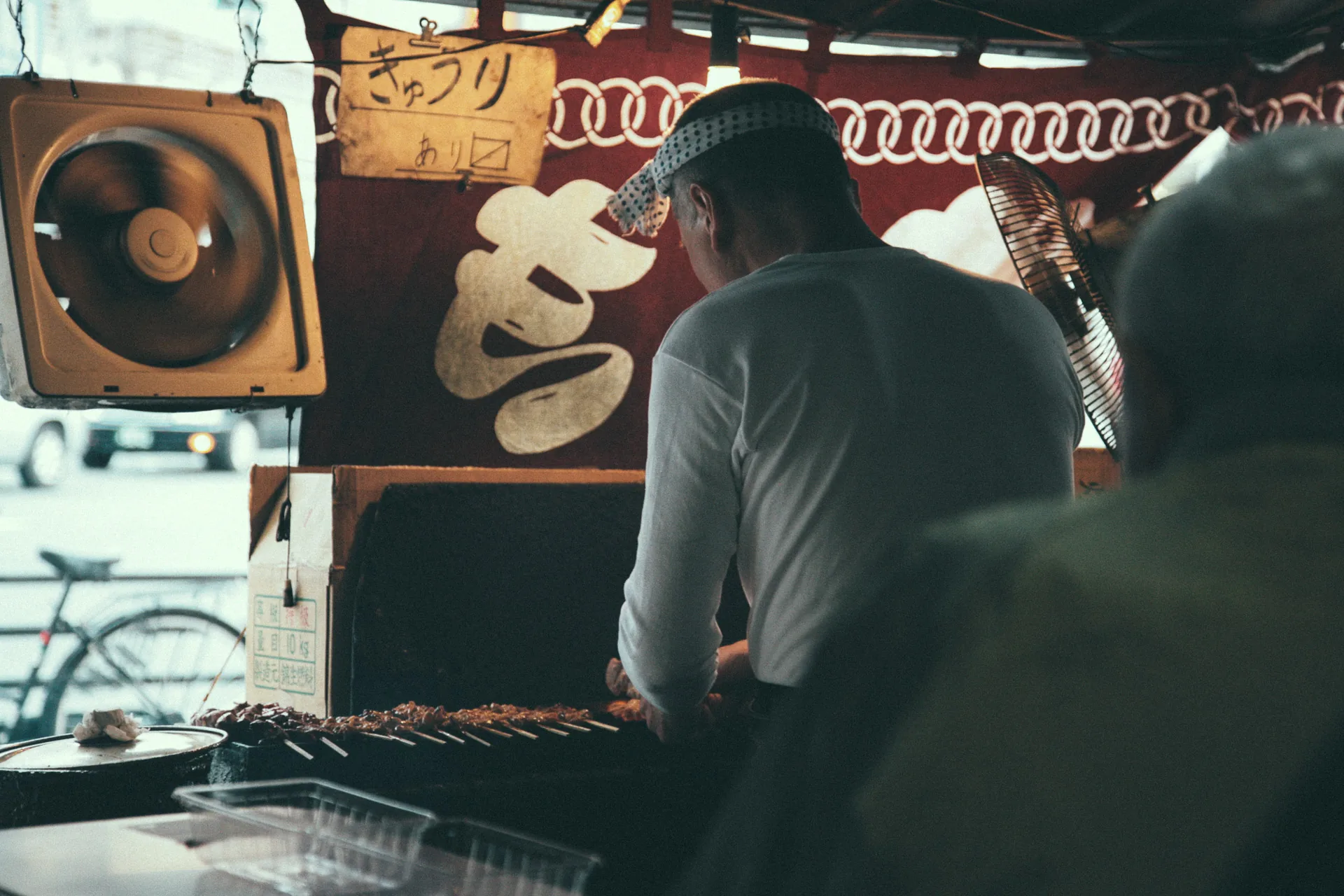 The yakitori master at his grill