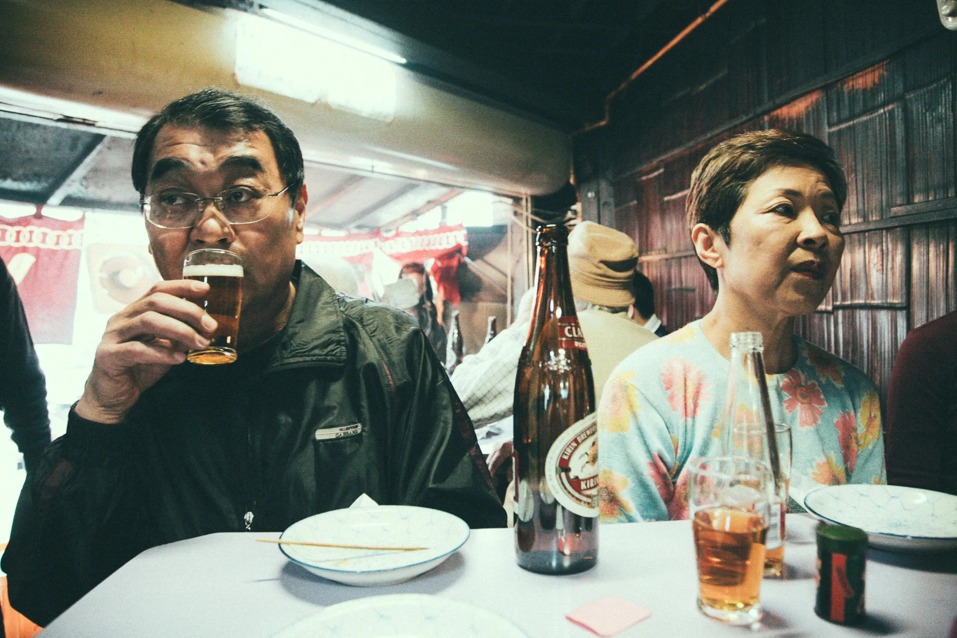 Beer and yakitori with the family