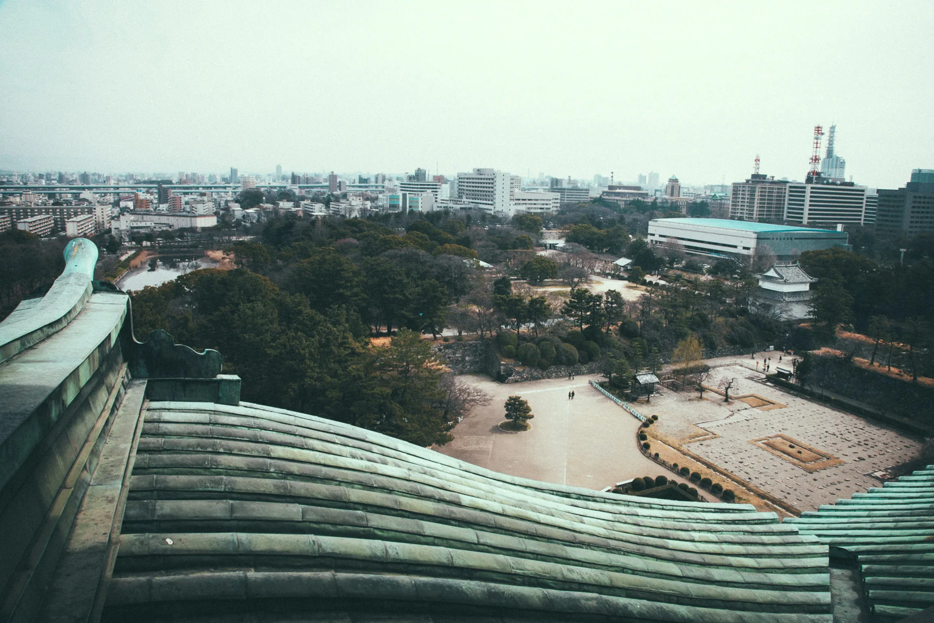 The former Hommaru Palace grounds from the top of the donjon