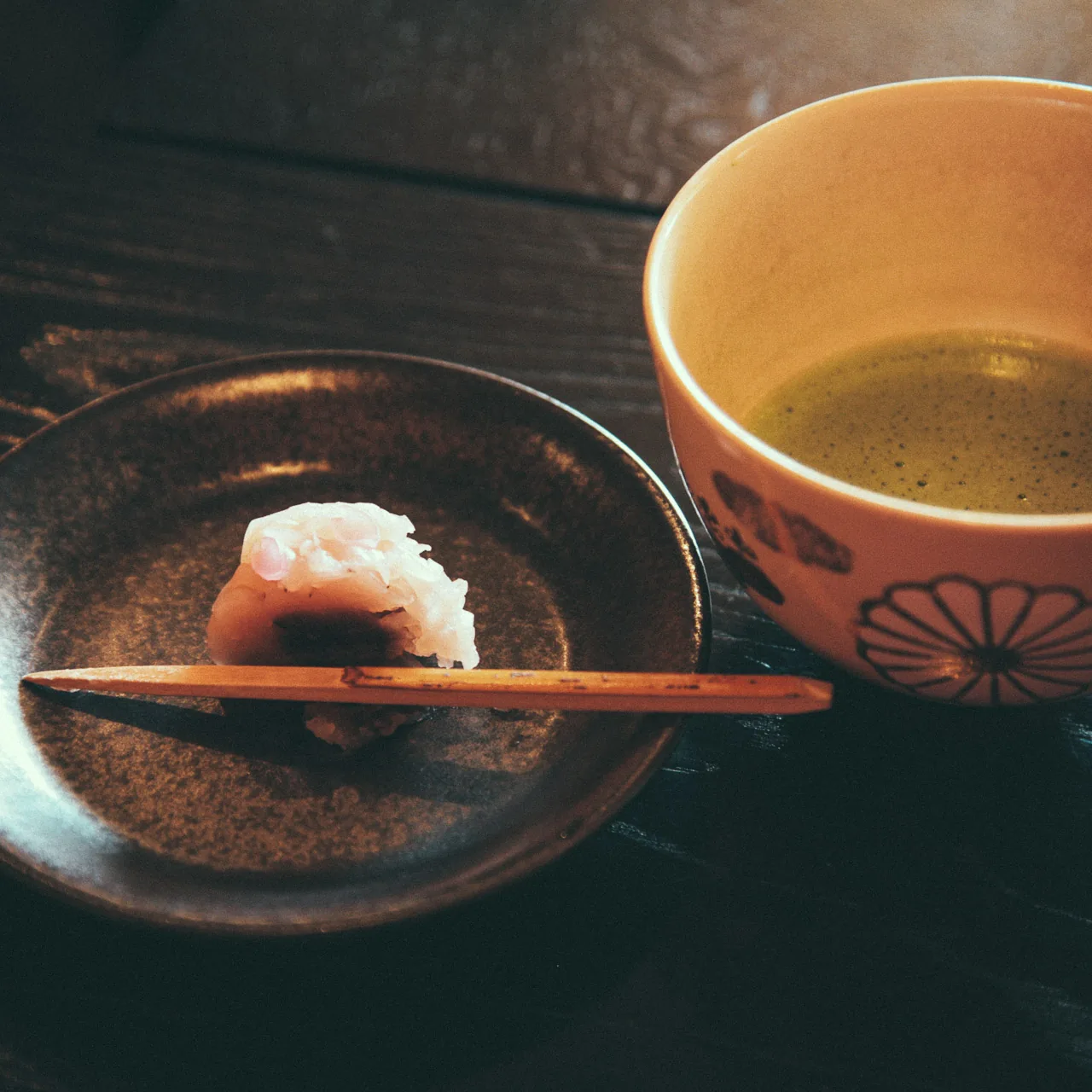 Green tea and a wagashi sweet