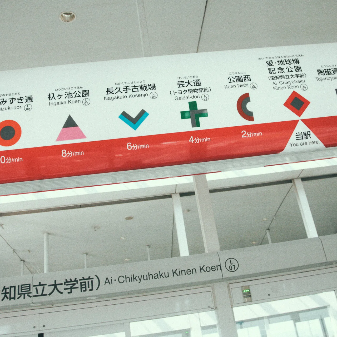 The Linimo route map with its station symbols