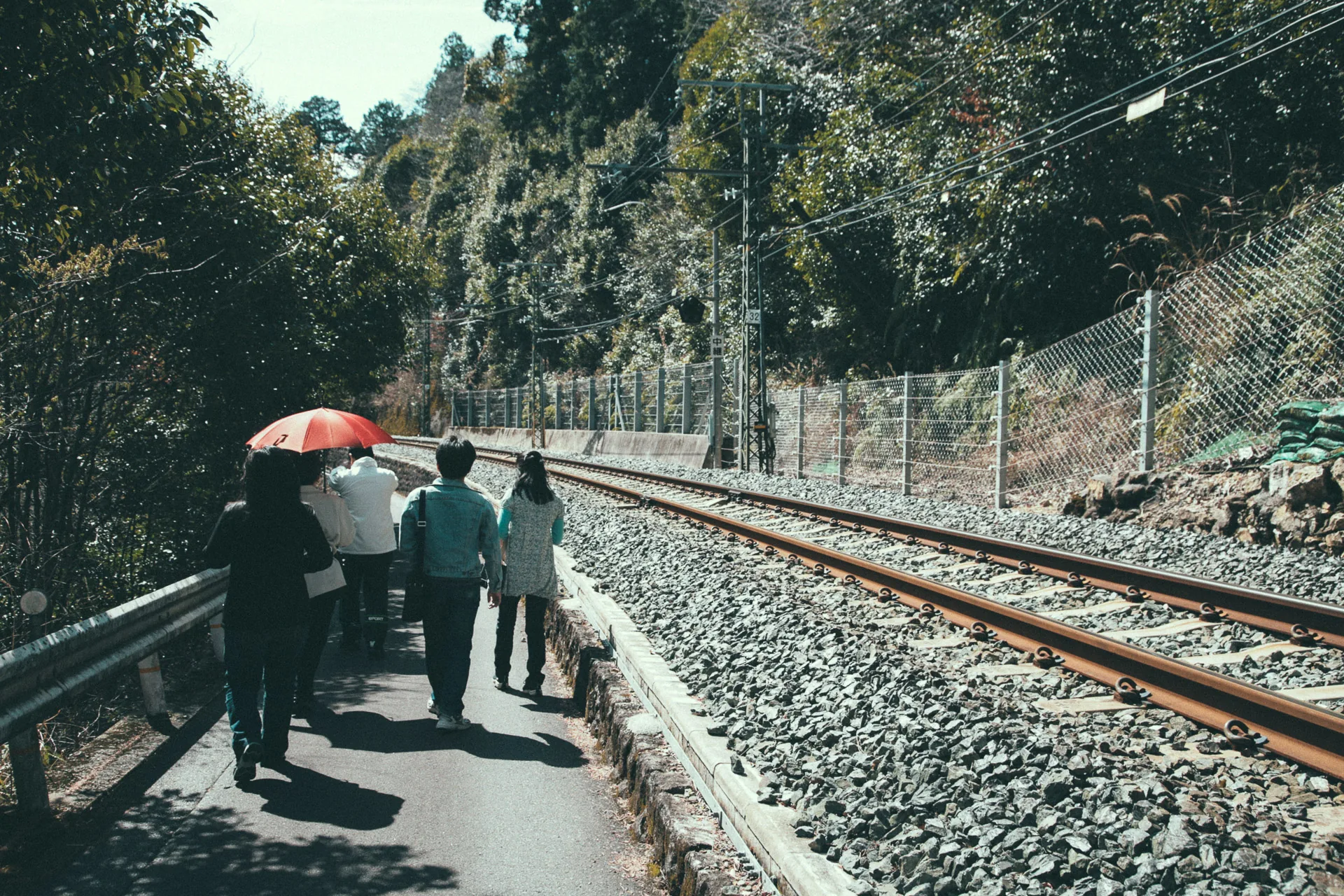 Walking along the railway tracks