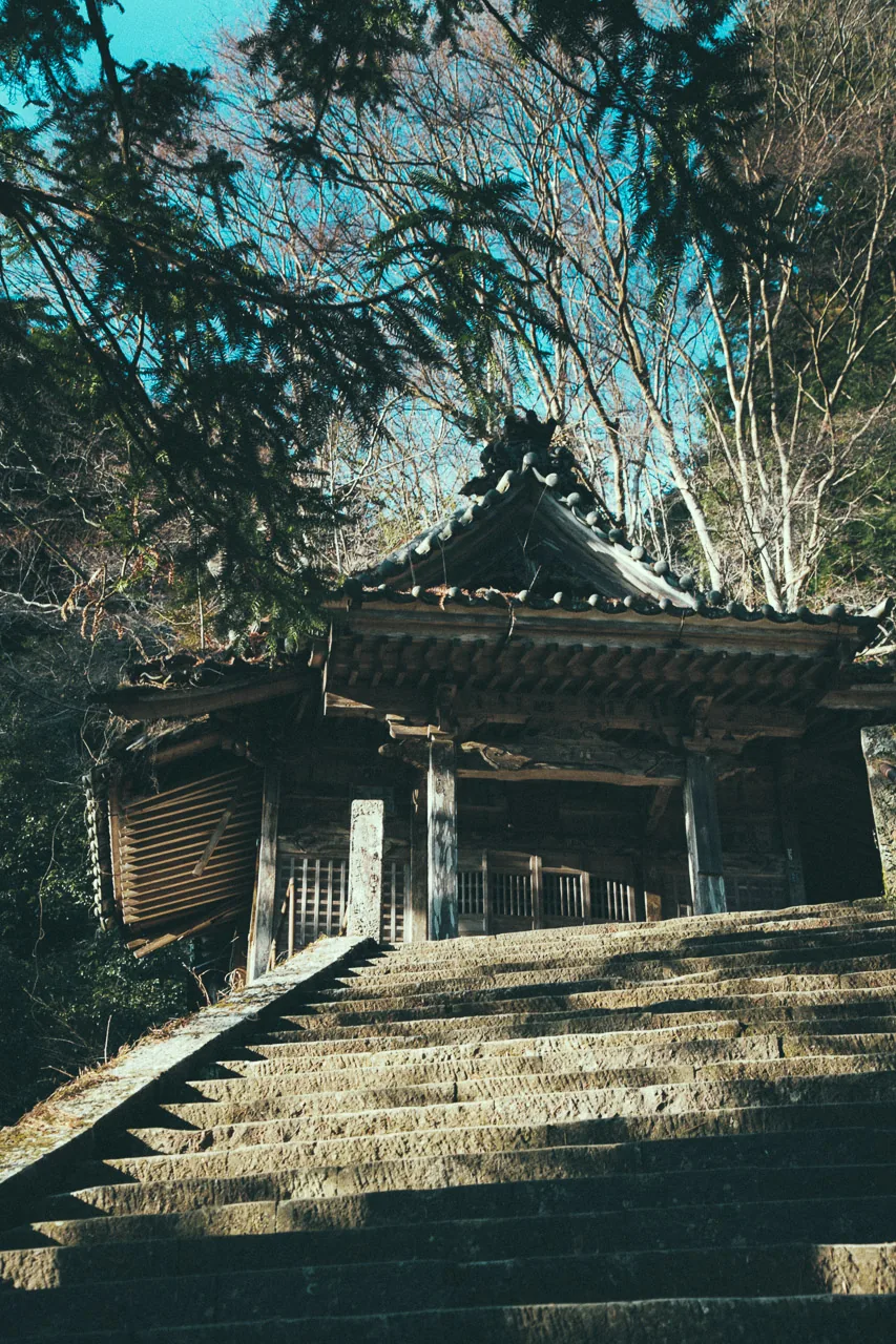 A small shrine at the top of the steps