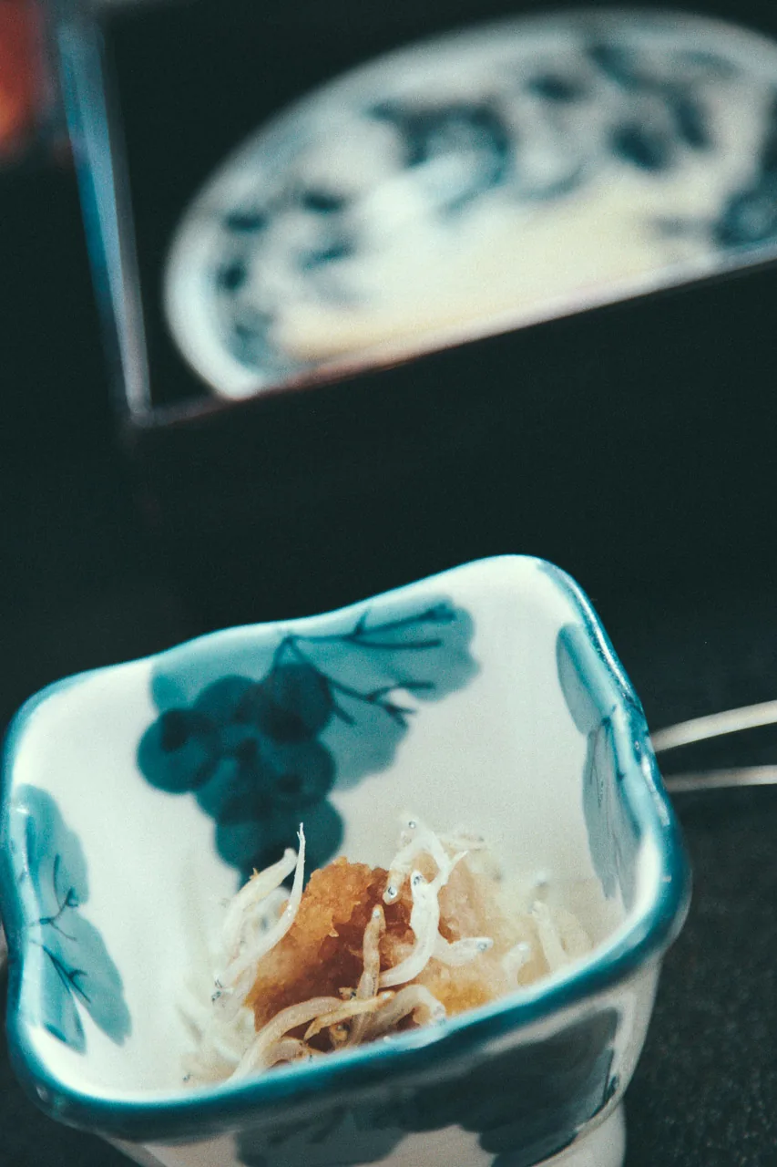 Small dishes of pickles at breakfast