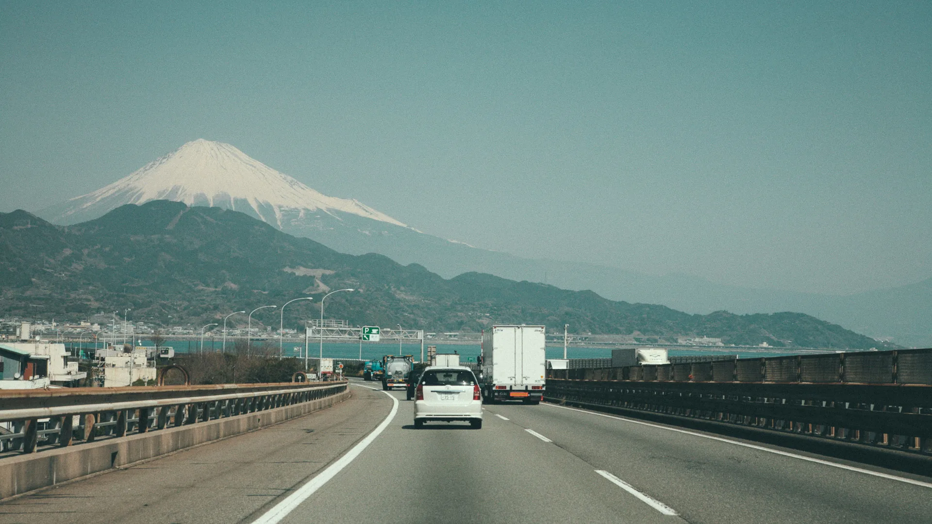 Mount Fuji above the Tomei Expressway