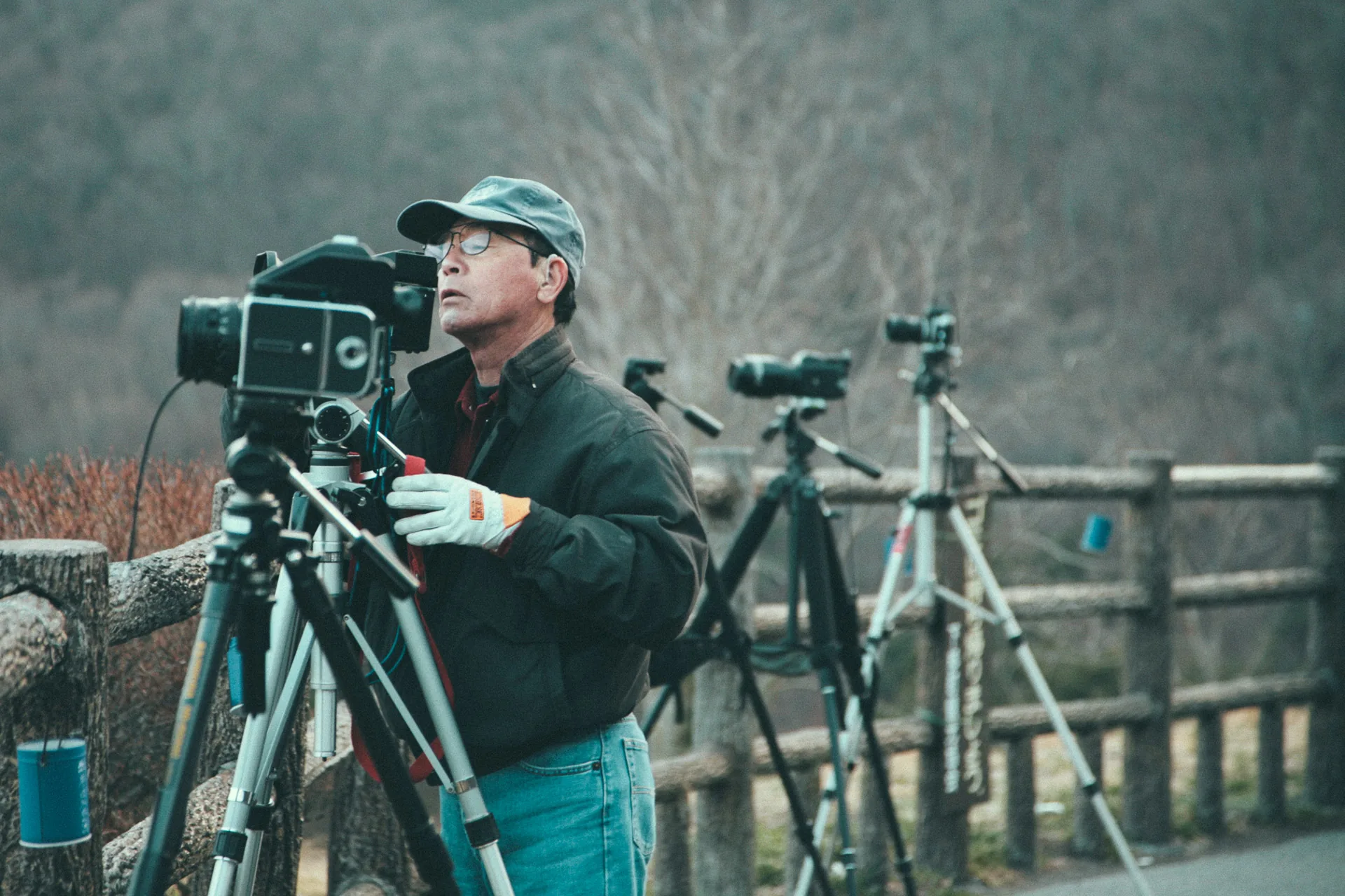 A photographer at his large-format camera