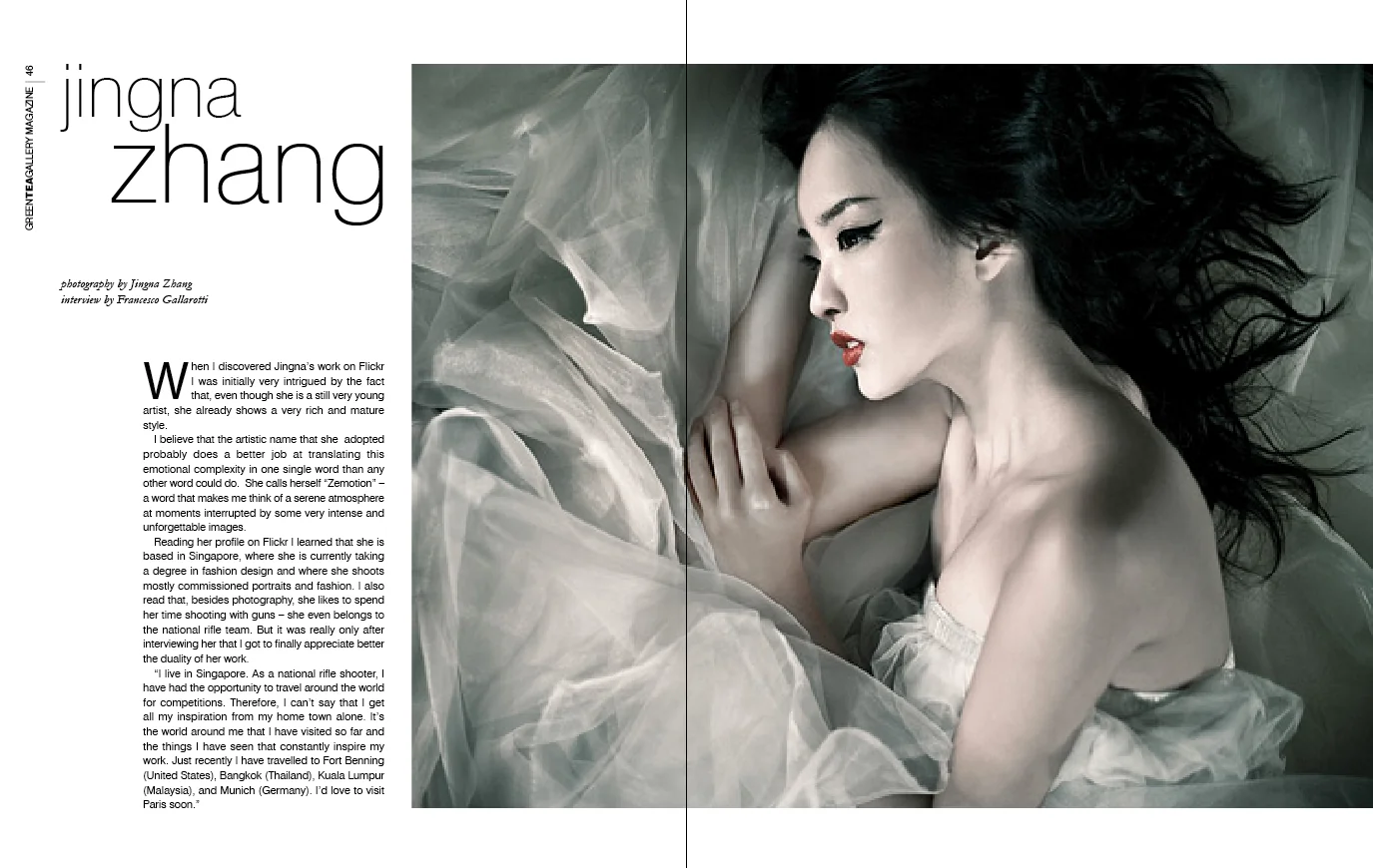 The Jingna Zhang spread from Green Tea Gallery Magazine