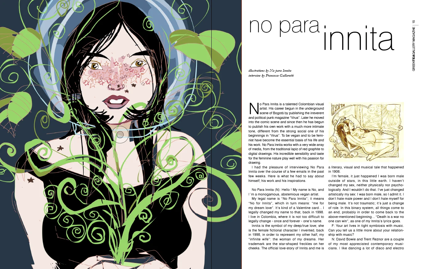 The No Para Innita spread from Green Tea Gallery Magazine