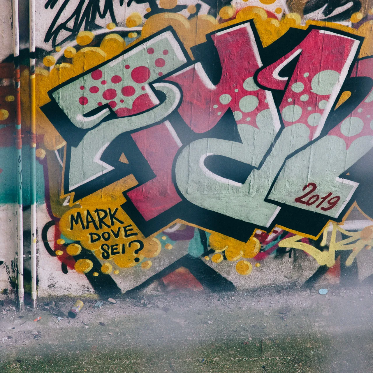 Colourful graffiti letters on a wall
